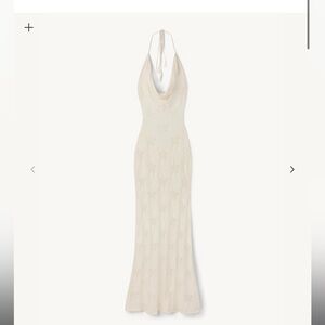 Backless Cream Halter Maxi Dress